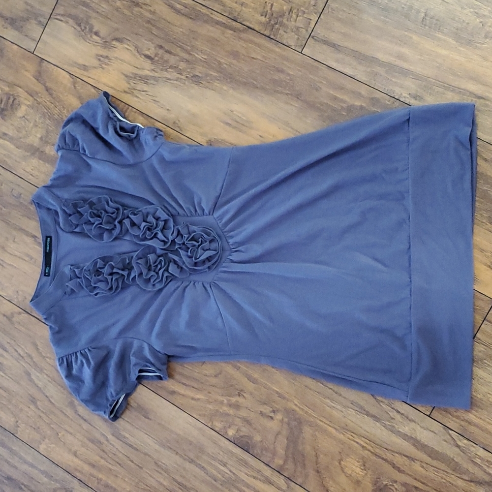 Maurices Blue Purple Ruffle Front Top XS